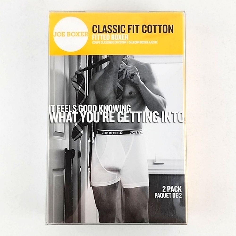 Joe Boxer Men's 2 Pack Fitted Boxer Grey Classic Fit 100%  Cotton Size Small